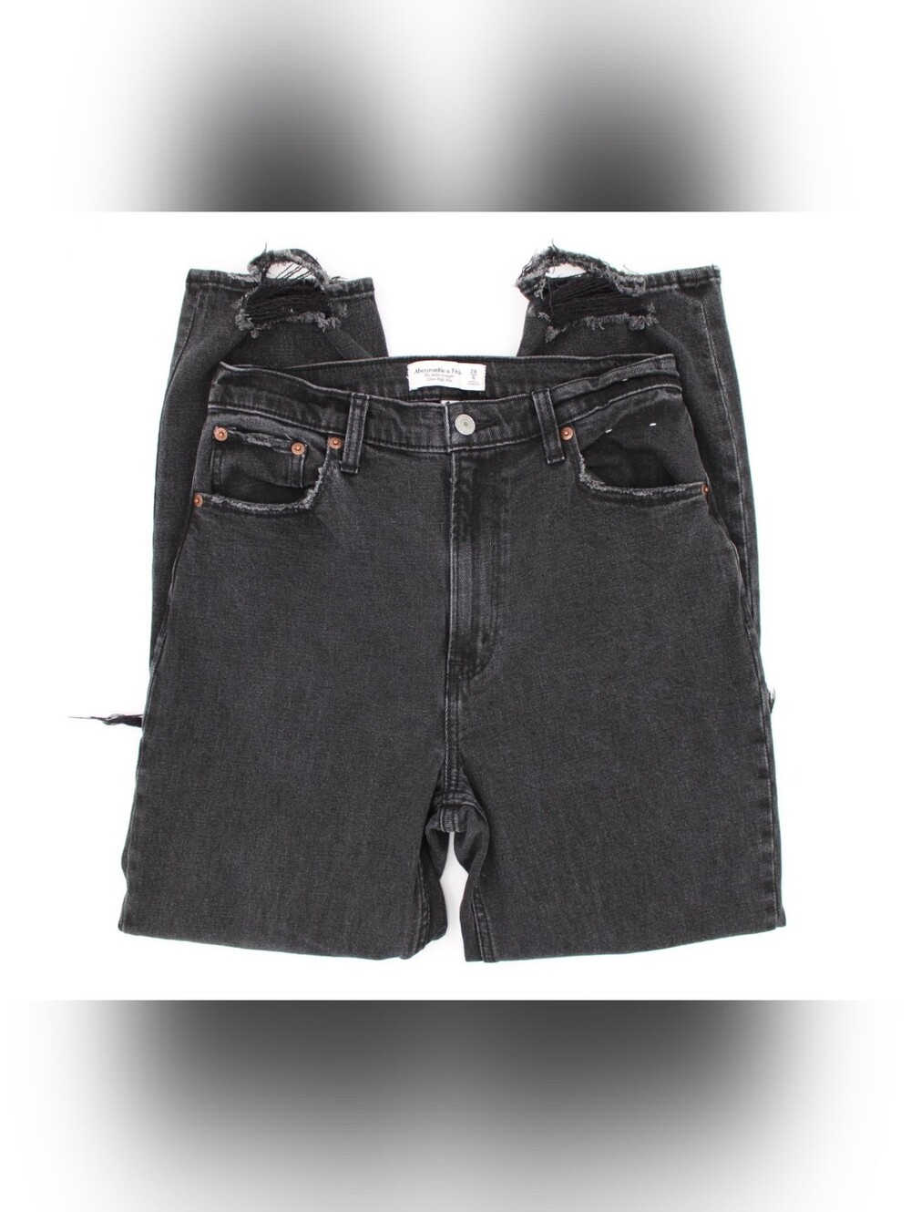 Ultra High Rise Ankle Straight Distressed Black Jeans Size 28 (5/6)